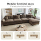 Sophia&William Modular Sectional Sofa Set, Modern Chenille Cloud Couch 5-Seat Retro Nailhead Trim with 4 Pillows for Living Room Furniture Sets, Brown