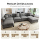 Sophia&William Modular Sectional Sofa Couch Set, U-shaped Linen Cloud Couch 6-Seat Retro Nailhead Trim Cloud Sofa Set with 4 Pillows for Living Room, Dark Gray