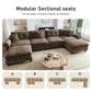 Sophia&William Modular Sectional Sofa Set, Modern Chenille Cloud Couch 6-Seat Retro Nailhead Trim with 4 Pillows for Living Room Furniture Sets, Brown