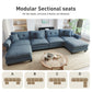 Sophia&William Modular Sectional Sofa Couch Set, U-shaped Linen Cloud Couch 6-Seat Retro Nailhead Trim Cloud Sofa Set with 4 Pillows for Living Room, Cyan