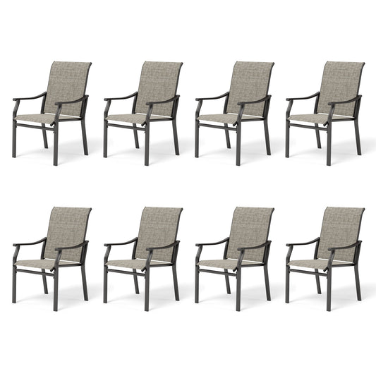 Sophia & William 8 Pieces Outdoor Patio Dining Chairs with Textilene Fabric & Steel Frame, Grayish-brown