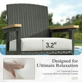 Sophia & William 7 Pieces Patio Outdoor Dining Set HDPE Furniture Set Wood-grain Table and Chairs Set with Wicker Back