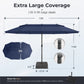 Alpha Joy 15ft Outdoor Patio Umbrella Extra-Large Double-Sided Garden Umbrella with Ventilation and Base - Navy