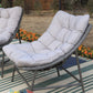 Sophia & William 2 Pieces Outdoor Patio Oversized Rattan Papasan Chairs with Steel Frame & Cushions, Whitish-grey & Beige