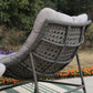 Sophia & William 2 Pieces Outdoor Patio Oversized Rattan Papasan Chairs with Steel Frame & Cushions, Whitish-grey & Beige