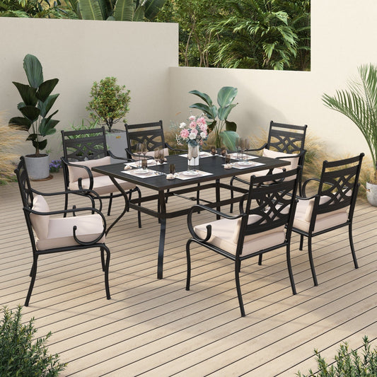 Sophia&William 7-Piece Outdoor Patio Dining Set Cushioned Chairs and Steel Table