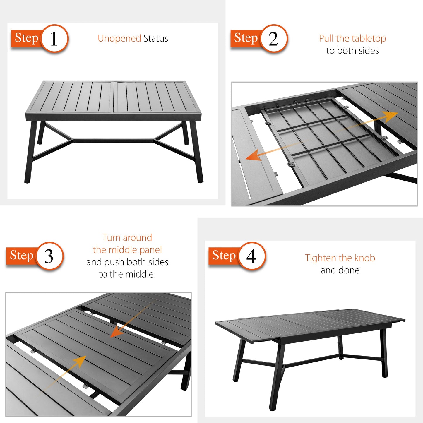Sophia & William 7 Pieces Outdoor Patio Dining Set Metal Extendable Table and Swivel Chiars Set Patio Furniture Sets with Cushions