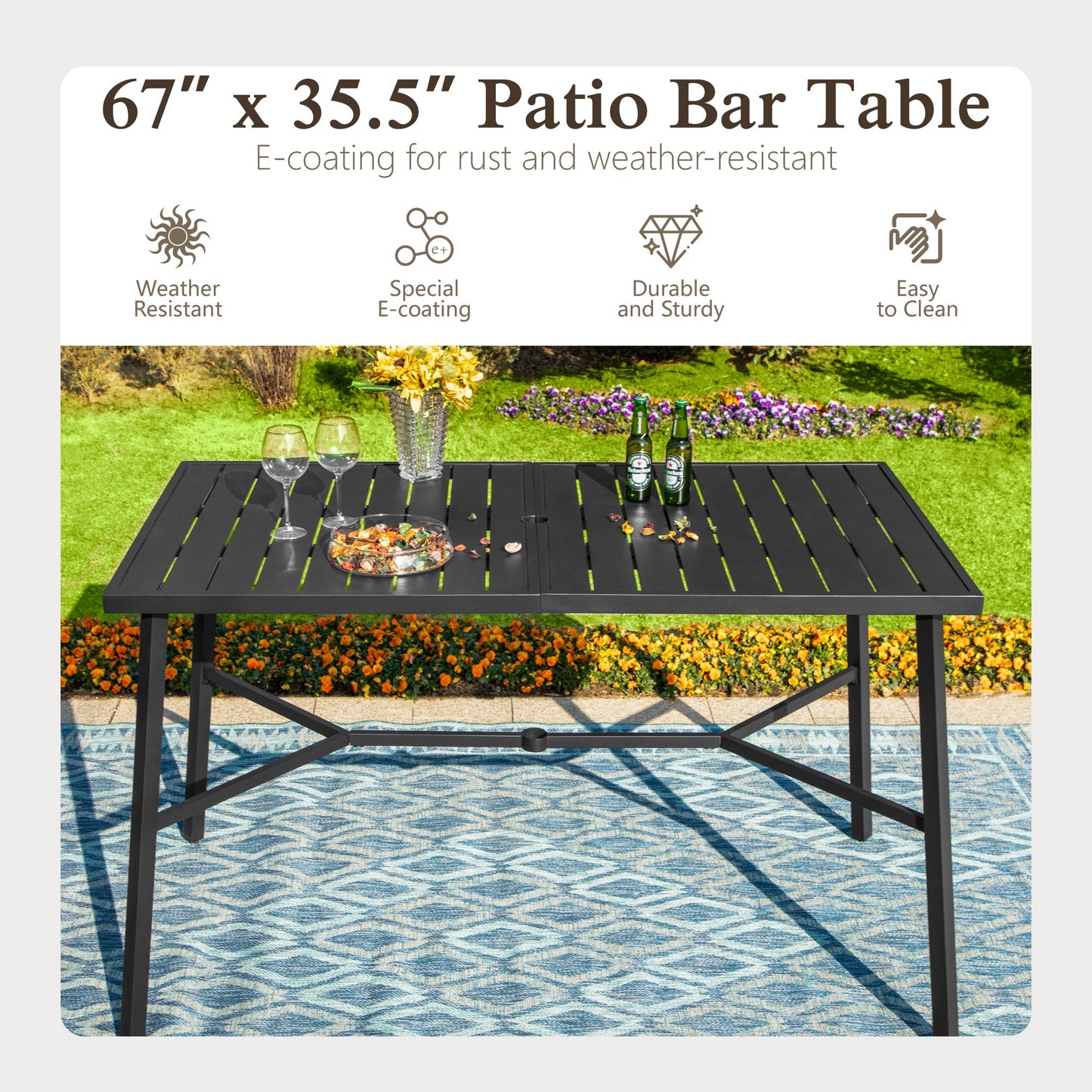 Sophia & William 7Pcs Patio Bar Set Outdoor Wicker Rattan Bar Stools & Counter Height Table Furniture Set with Swivel Chair