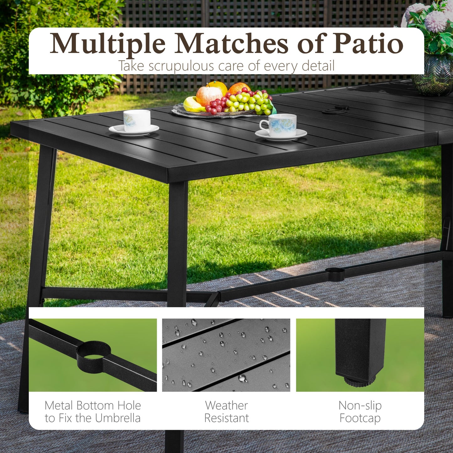 Sophia & William 7Pcs Patio Bar Set Outdoor Wicker Rattan Bar Stools & Counter Height Table Furniture Set with Swivel Chair