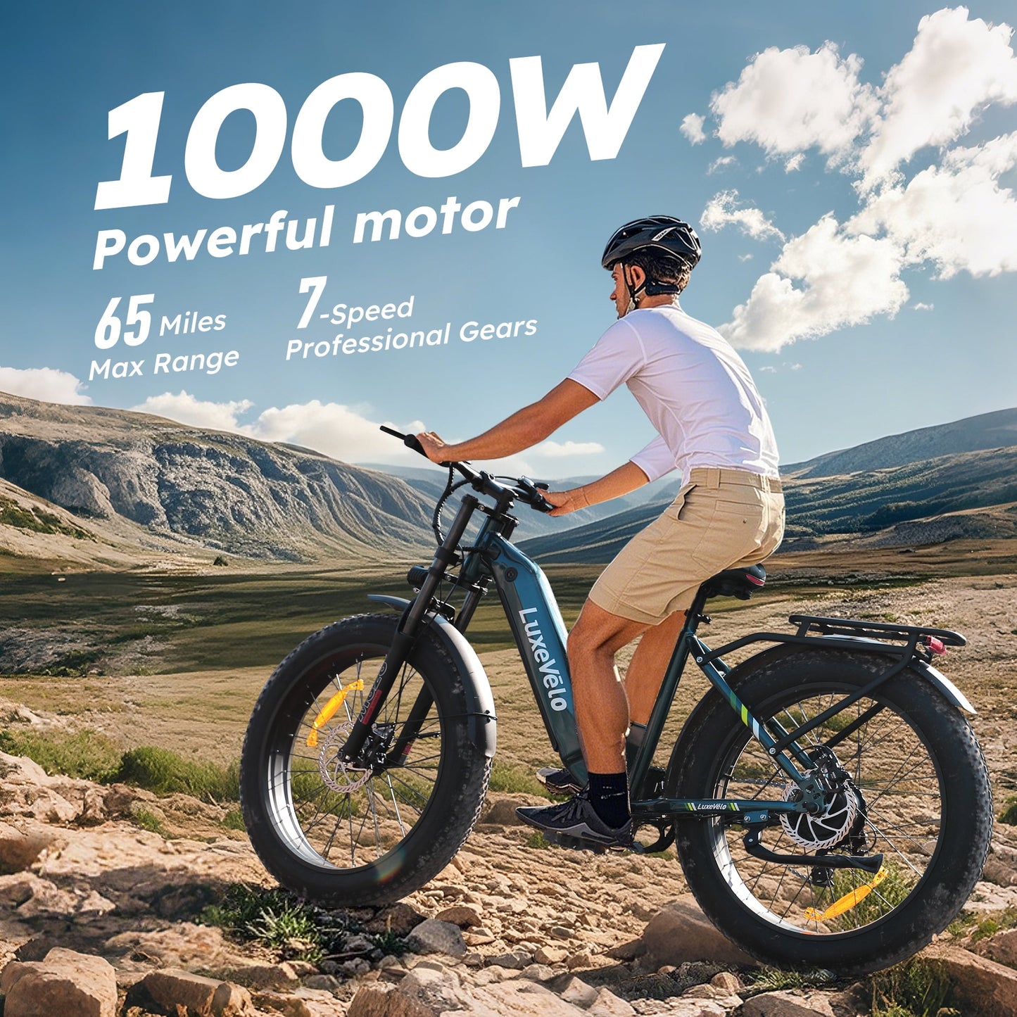 Alpha Joy 26" Rated 500W Peak 1000W E-Bike, 26" Fat Tire Electric Mountain Bike, 48V Ebike for Adults with LED Headlight UL2849