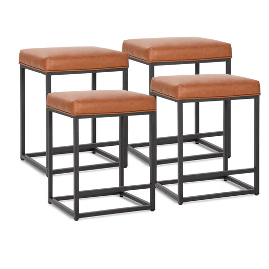 Sophia & William 24" Bar Stool Counter Height Bar Stools with Footrest, 4 Pack, Brown