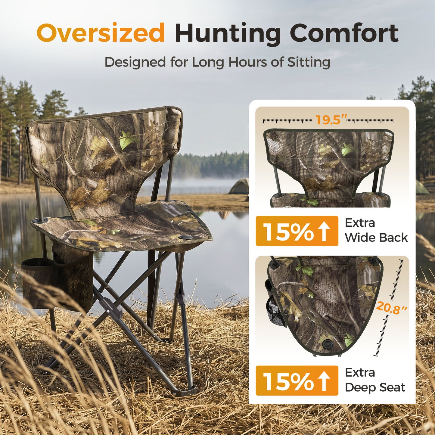 Sophia & William 2 Pack Hunting Chair 600D Waterproof Folding Hunting Blind Supports 230Lbs with Lumbar Support,Camo