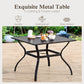 Alpha Joy Outdoor Patio Dining Set with 37 Square Metal Table & Textilene Chairs for 4, Beige