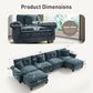 Sophia&William Modular Sectional Sofa Set, Modern Chenille Cloud Couch 6-Seat Retro Nailhead Trim with 4 Pillows for Living Room Furniture Sets, Brown