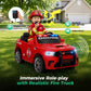 Alpha Joy 12V Kids Ride On 2-Seat Fire Truck with Megaphone, Remote Control, 3 Speeds, Electric Toy Car for Ages 3+, Red