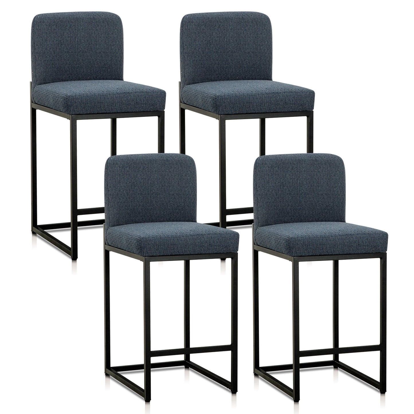Sophia & William Counter Height Bar Stools with High Backrest 4 Pack Soft & Durable Chenille Fabric Bar Stools for Kitchen Island, Denim Blue