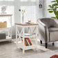 PHI VILLA End Table Living Room Set of 2, Farmhouse Bed Side Table Nightstands for Bedroom, Ivory White Small Side Table