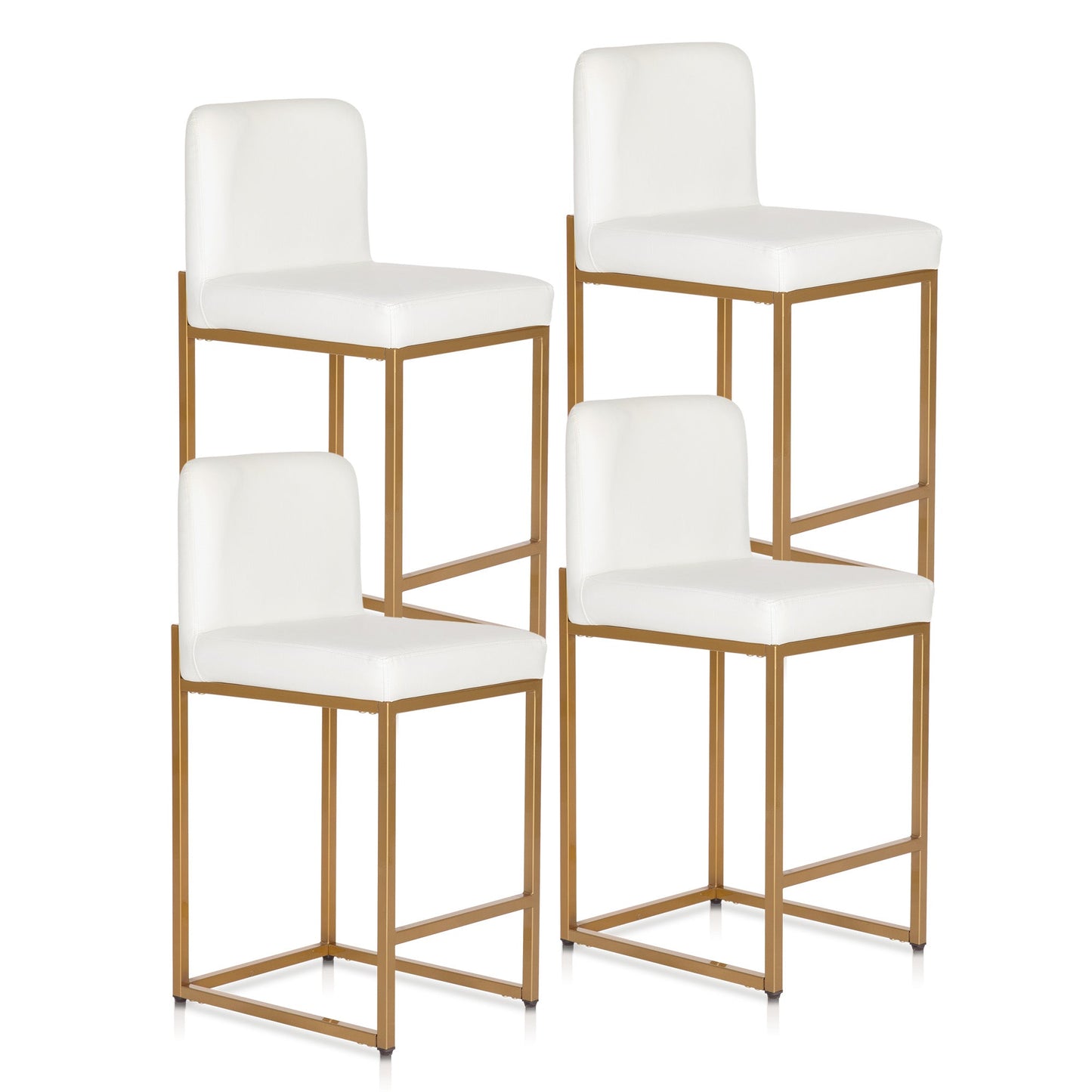 Sophia & William 24" Counter Height Bar Stools with High Backrest 4 Pack Comfortable Modern Counter Stools for Kitchen & Home, White