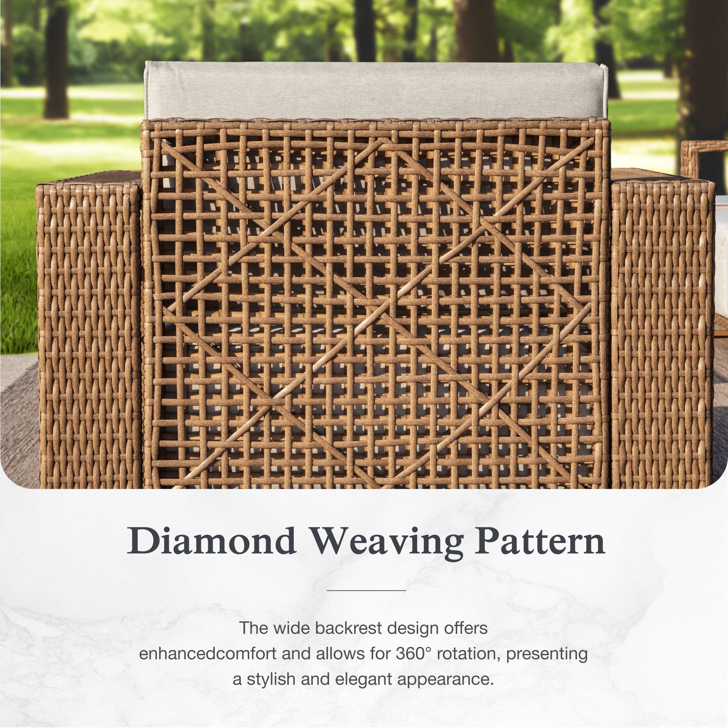 Sophia & William 2 Pieces Wicker Patio Furniture Set with Armrests, Beige & Yellow-Brown