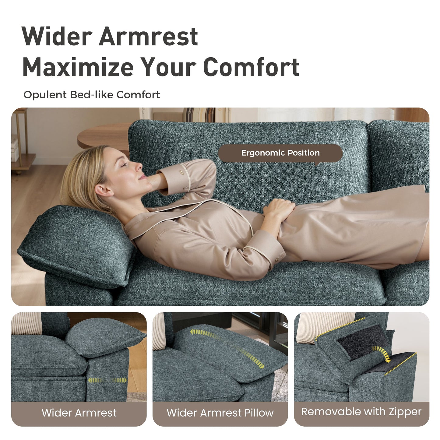 Sophia&William L-shaped Convertible Sectional Sofa Couch, Modern Chenille Couch Cloud Deep Seat Sofa Modular with 2 Pillows & Ottoman for Living Room, Apartment, Green