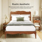 Sophia & William Full Size Wood Platform Bed Frame with Wooven Rattan Headboard & Wooden Slats,No Box Spring Needed
