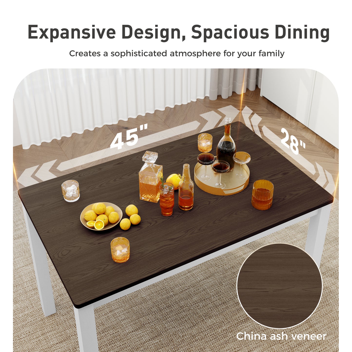 Alpha Joy Farmhouse Dining Table Set for 4 Solid Wood Kitchen Chairs and Table Set