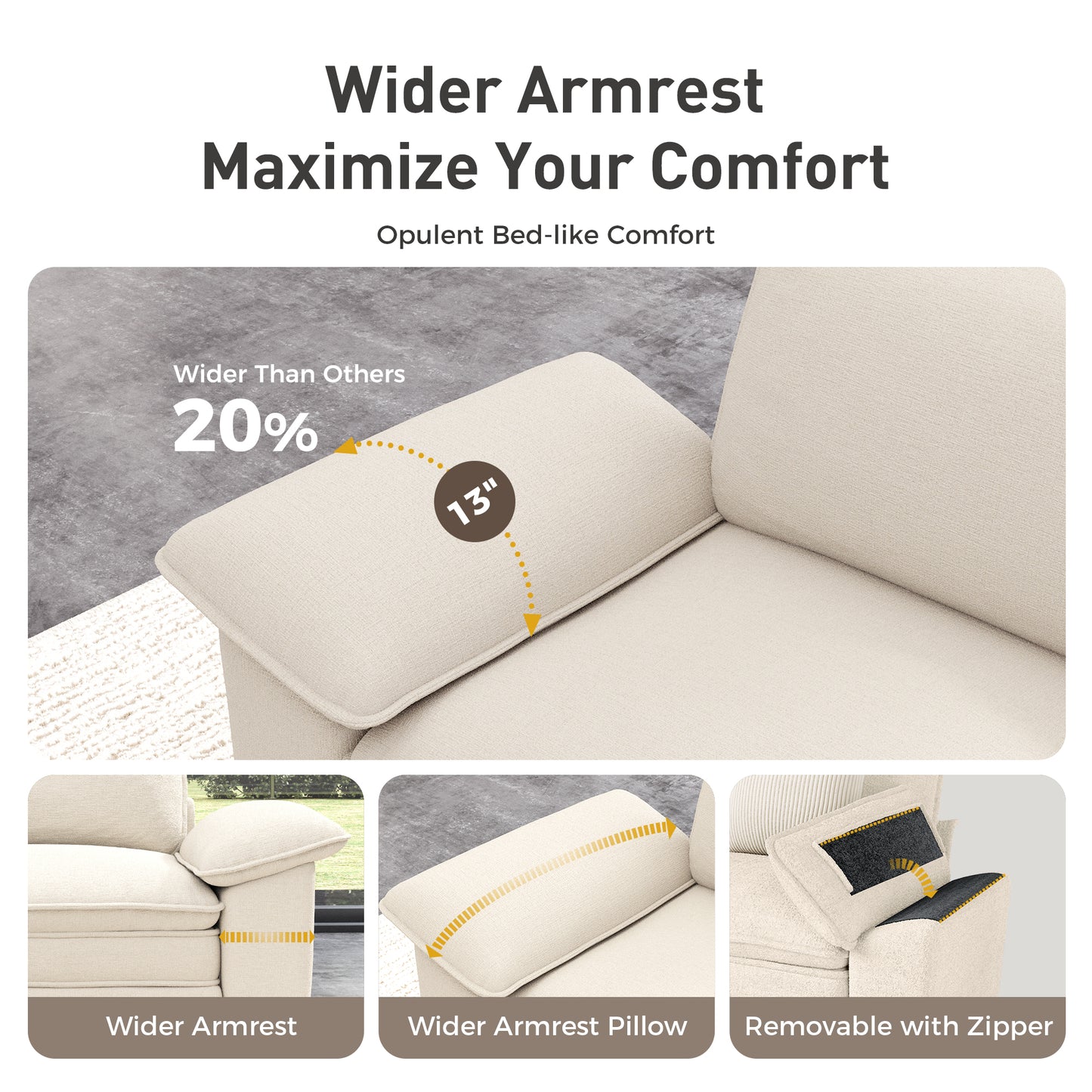 Sophia&William U-Shaped Modular Sectional Sofa Sets for Living Room, Modern 5-Seat Chenille Cloud Couch Oversized Sectional with 3 Throw Pillows & 2 Ottomans, White