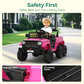 Alpha Joy Kids Ride on Truck 6-Wheel Electric Jeep Car with Remote Control Battery Powered Toy Car w/2WD/4WD Switch, LED Lights, Bluetooth Music, Pink