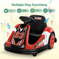 Alpha Joy Kids 12V Bumper Car with Steering Wheel & Remote Control, 3-Color LED Lights, 3 Speeds, Electric Ride-on Toys Car for 3-6 Years, Red