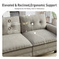 Sophia&William 3-Seat Sectional Sofa Set, Mid-Century Linen Cloud Couch Modular Sofa with Nailhead Trim, 3 Pillows for Living Room Furniture Sets, Light Gray