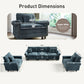 Sophia&William 5-Seat Modular Sectional Sofa Set, Mid-Century Chenille Cloud Couch Oversized Sofa with Nailhead Trim, 5 Pillows for Living Room, Cyan