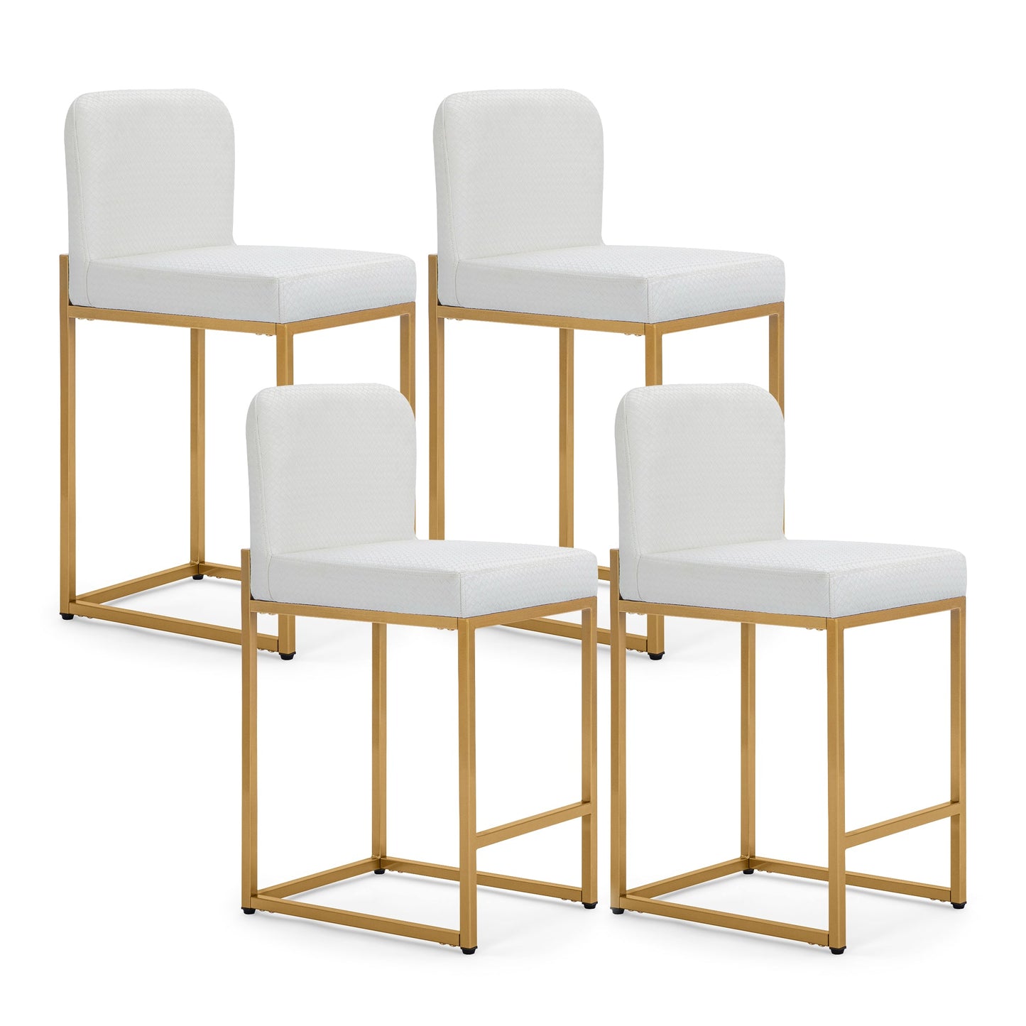 Sophia & William 24" Counter Height Bar Stools with High Backrest 4 Pack Comfortable Modern Counter Stools for Kitchen & Home, Plaid White