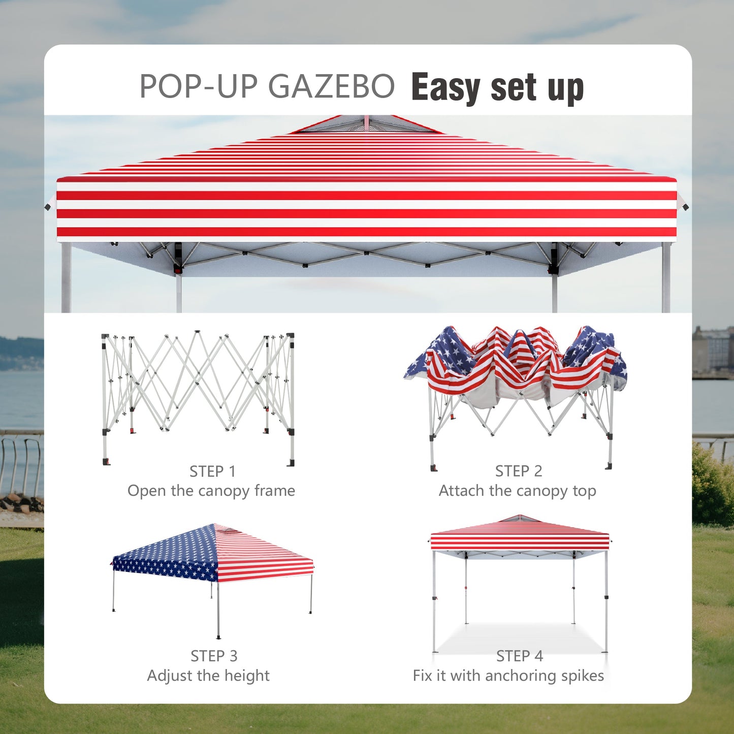 10'x 10' Pop up Canopy Tent Outdoor Event Instant Tent with Roller Bag