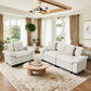 Sophia&William 3-Seat Modular Sectional Sofa Sets, Oversized Chenille Couch Cloud Sofa with 3 Throw Pillows for Living Room,White