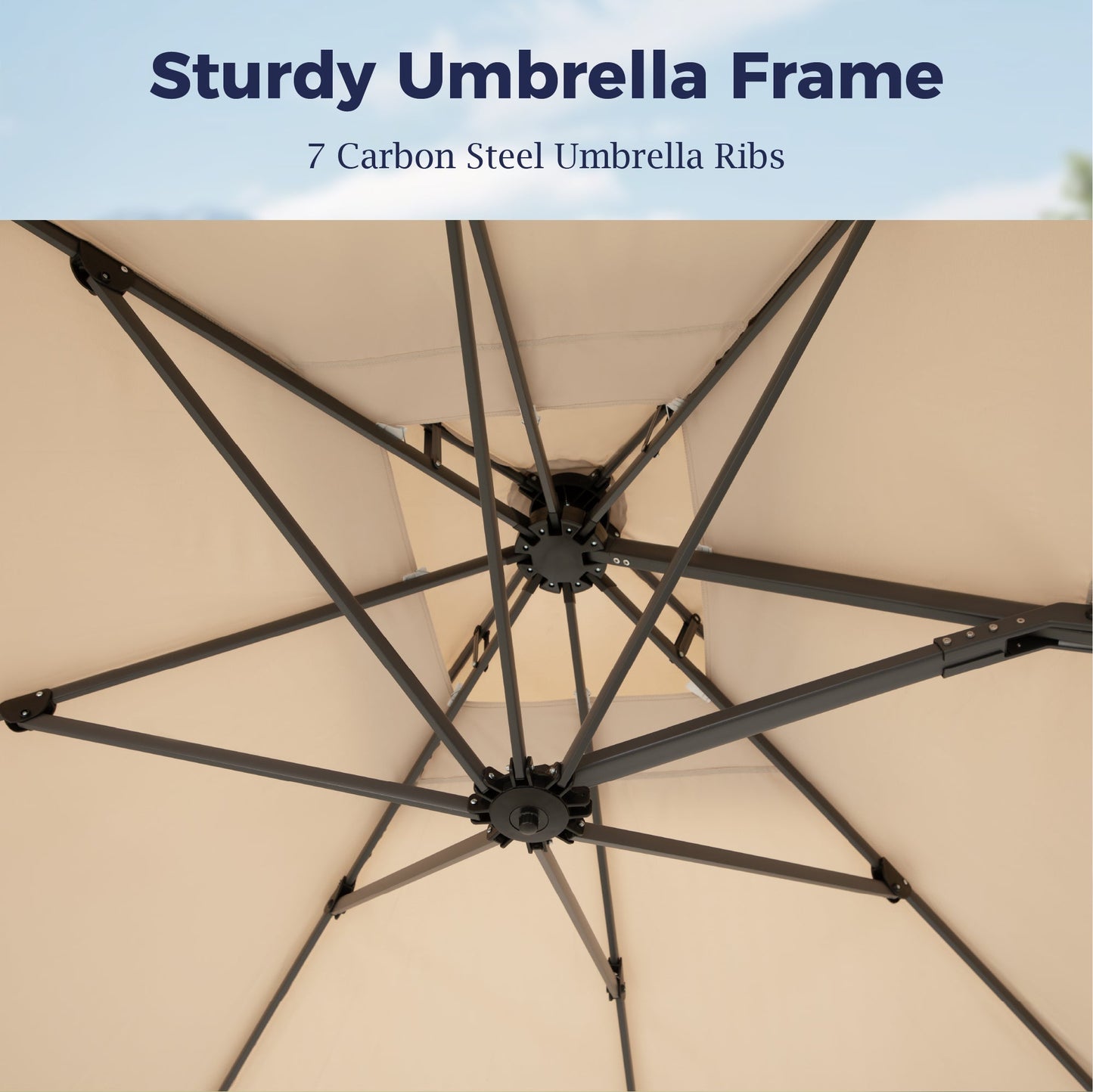 Alpha Joy 12x9ft Outdoor Patio Large Square Cantilever Double Umbrella with 360° Rotation, Beige
