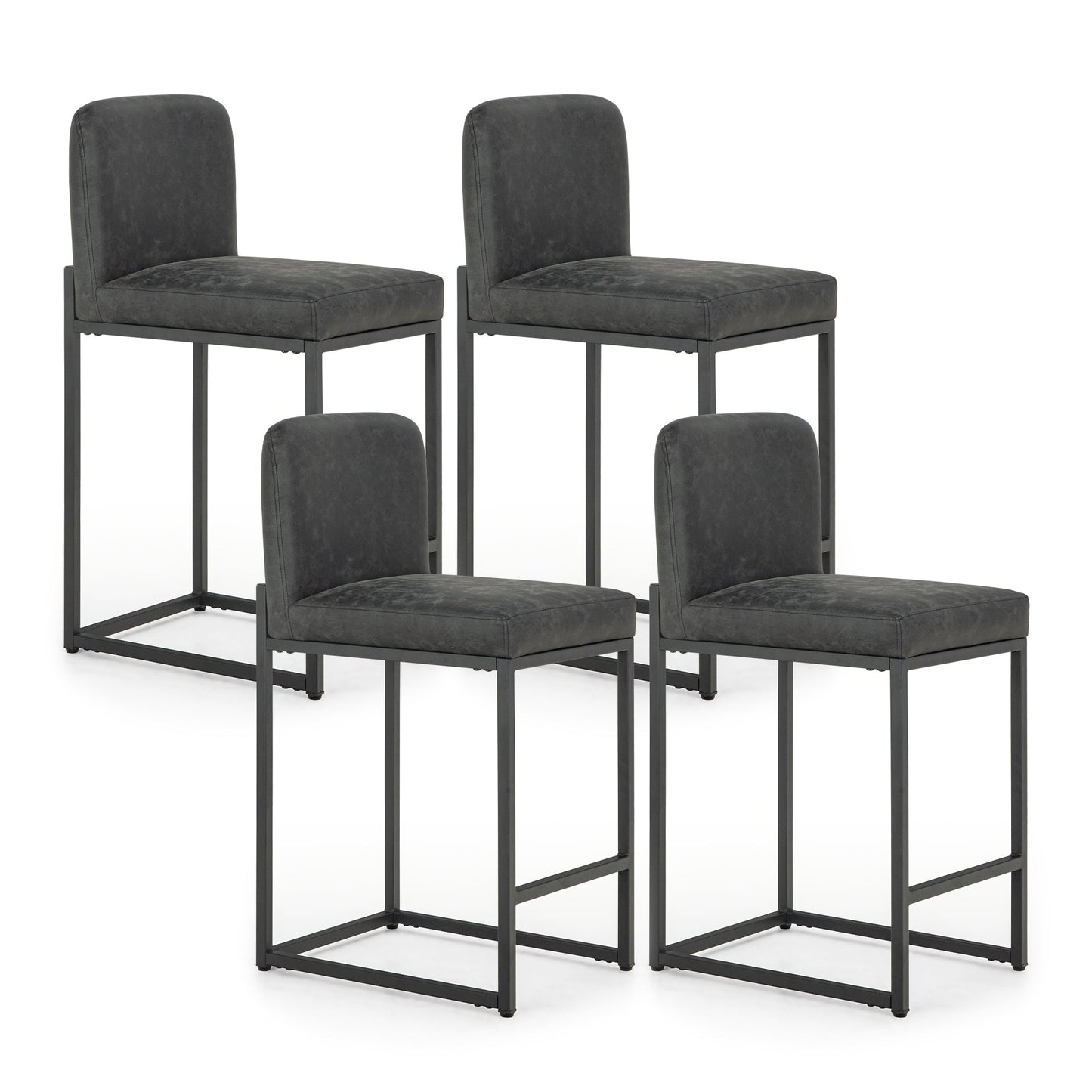 Sophia & William Counter Height Bar Stools with High Backrest Set of 4 Comfortable Modern Counter Stools for Kitchen & Home, Black