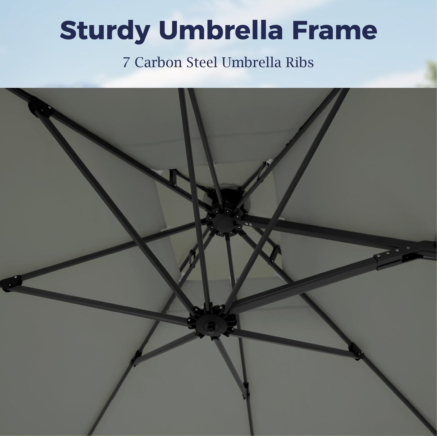 Alpha Joy 12x9ft Outdoor Patio Large Square Cantilever Double Umbrella with 360° Rotation, Grey