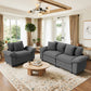 Sophia&William 3-Seat Modular Sectional Sofa Sets, Modern Corduroy Cloud Couch Oversized Sofa Sectional with Pillows for Living Room,Gray