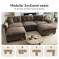 Sophia&William Modular Sectional Sofa Set, Modern Chenille Cloud Couch 5-Seat Nailhead Trim with 3 Pillows for Living Room Furniture Sets, Brown