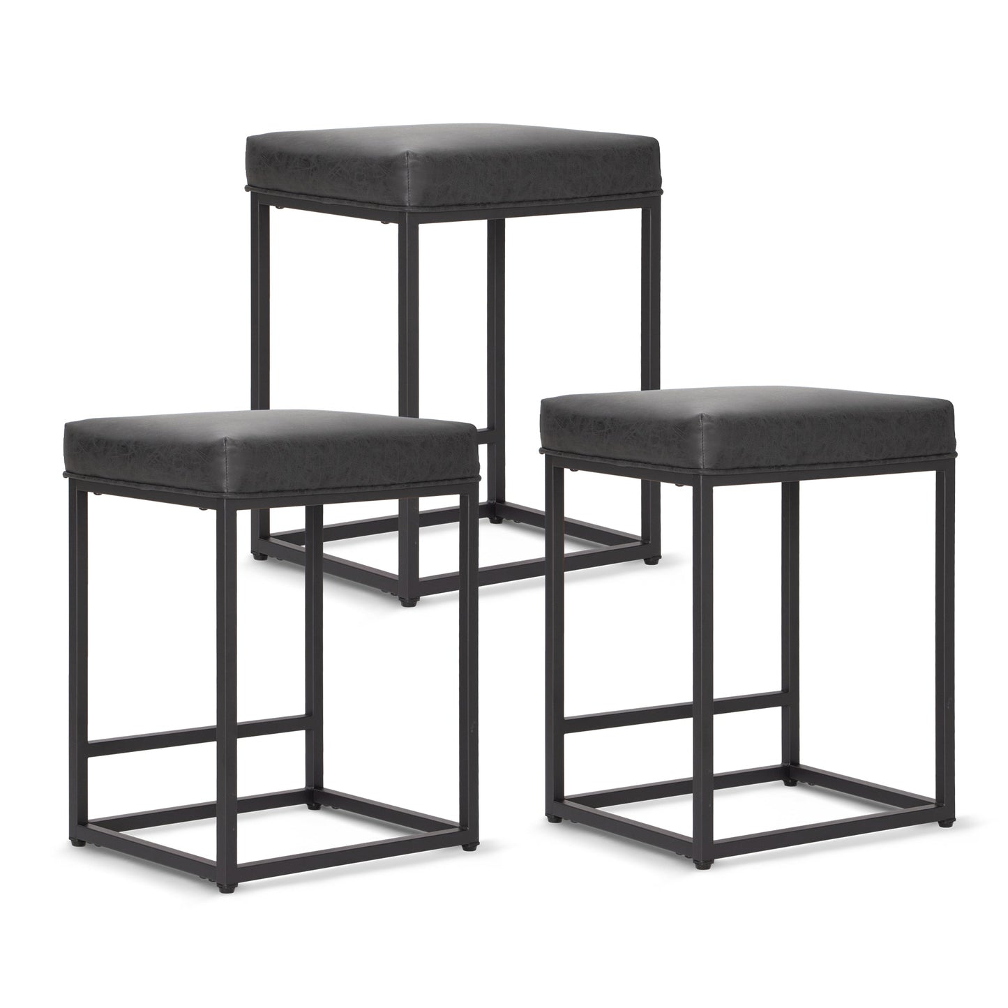 Sophia & William 24" Bar Stool Counter Height Bar Stools with Footrest, 3 Pack, Black