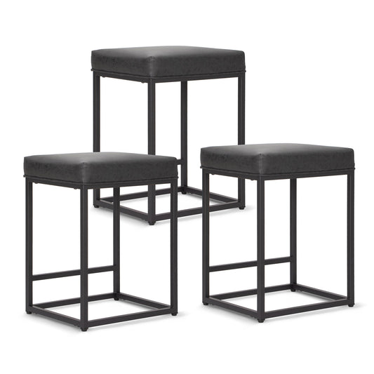 Sophia & William 24" Bar Stool Counter Height Bar Stools with Footrest, 3 Pack, Black
