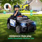 Alpha Joy 12V Kids Ride On 2-Seat Police Car with Megaphone, Remote Control, 3 Speeds, Electric Toy Car for Ages 3+, Black