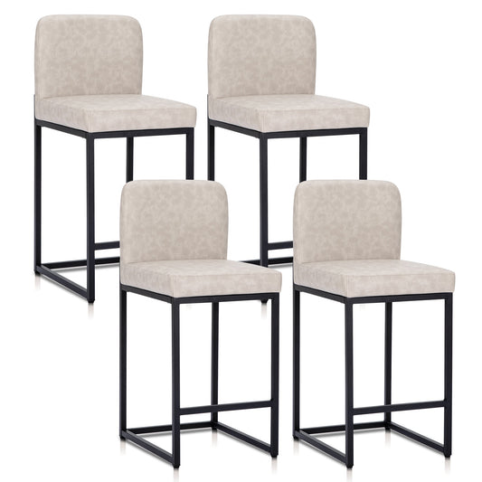 Sophia & William Counter Height Bar Stools with Backrest Set of 4 Comfortable Modern Counter Stools for Kitchen & Home, White