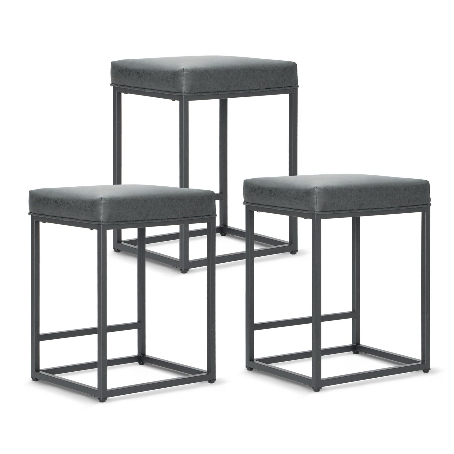 Sophia & William 24" Bar Stool Counter Height Bar Stools with Footrest, 3 Pack, Gray