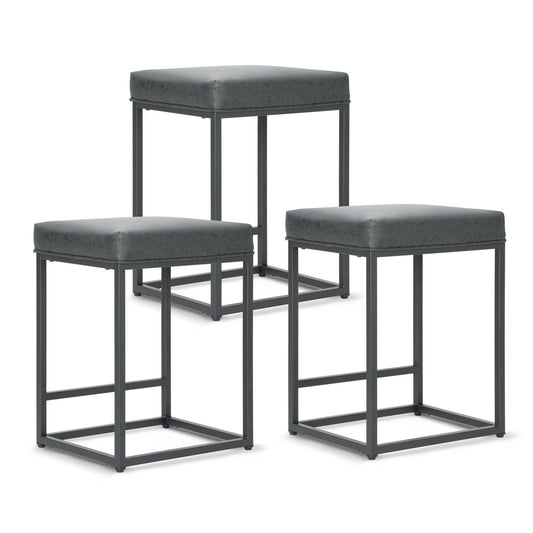 Sophia & William 24" Bar Stool Counter Height Bar Stools with Footrest, 3 Pack, Gray