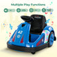 Alpha Joy Kids 12V Bumper Car with Steering Wheel & Remote Control, 3-Color LED Lights, 3 Speeds, Electric Ride-on Toys Car for 3-6 Years, Royal Blue