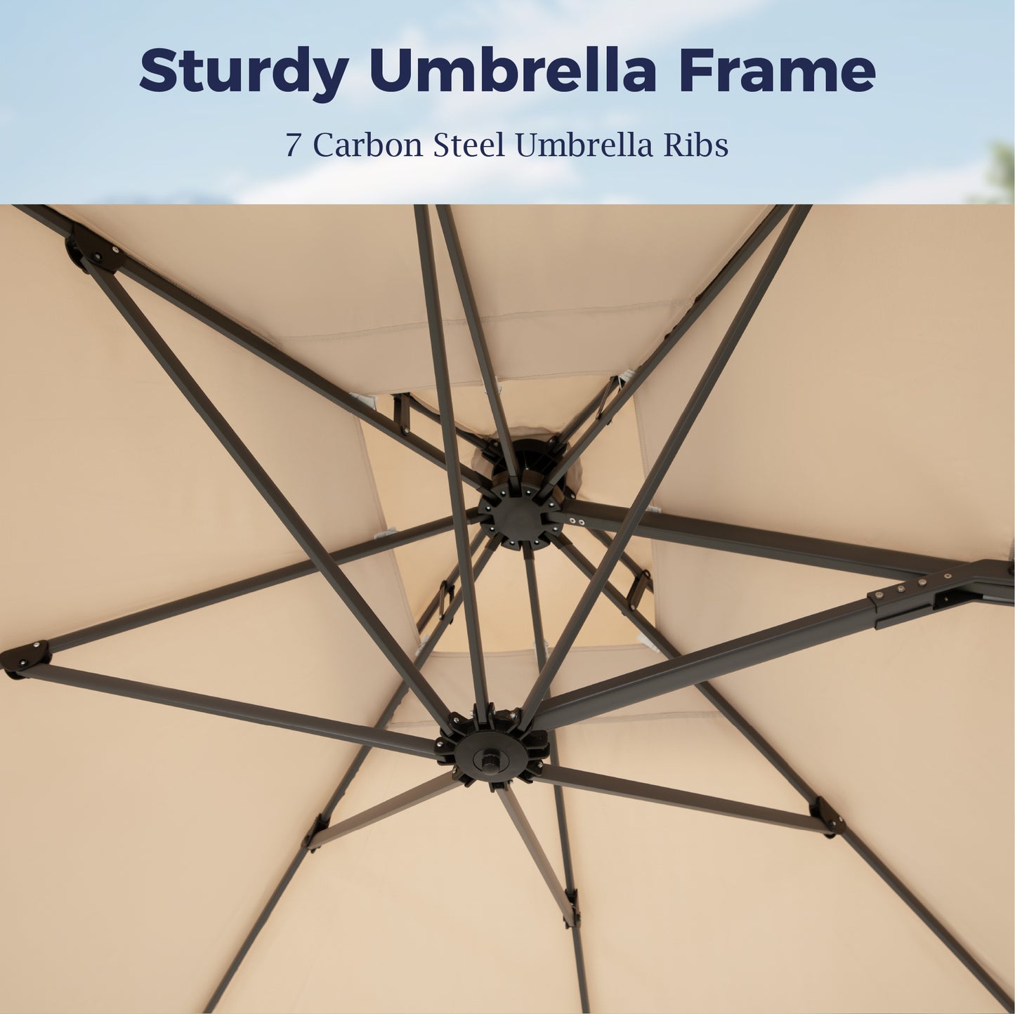 Alpha Joy 13x10ft Beige Offset Cantilever Patio Umbrella with 360¡ã Rotation for Outdoor Use