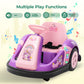 Alpha Joy Kids 12V Bumper Car with Steering Wheel & Remote Control, 3-Color LED Lights, 3 Speeds, Electric Ride-on Car for 3-6 Years, Pink