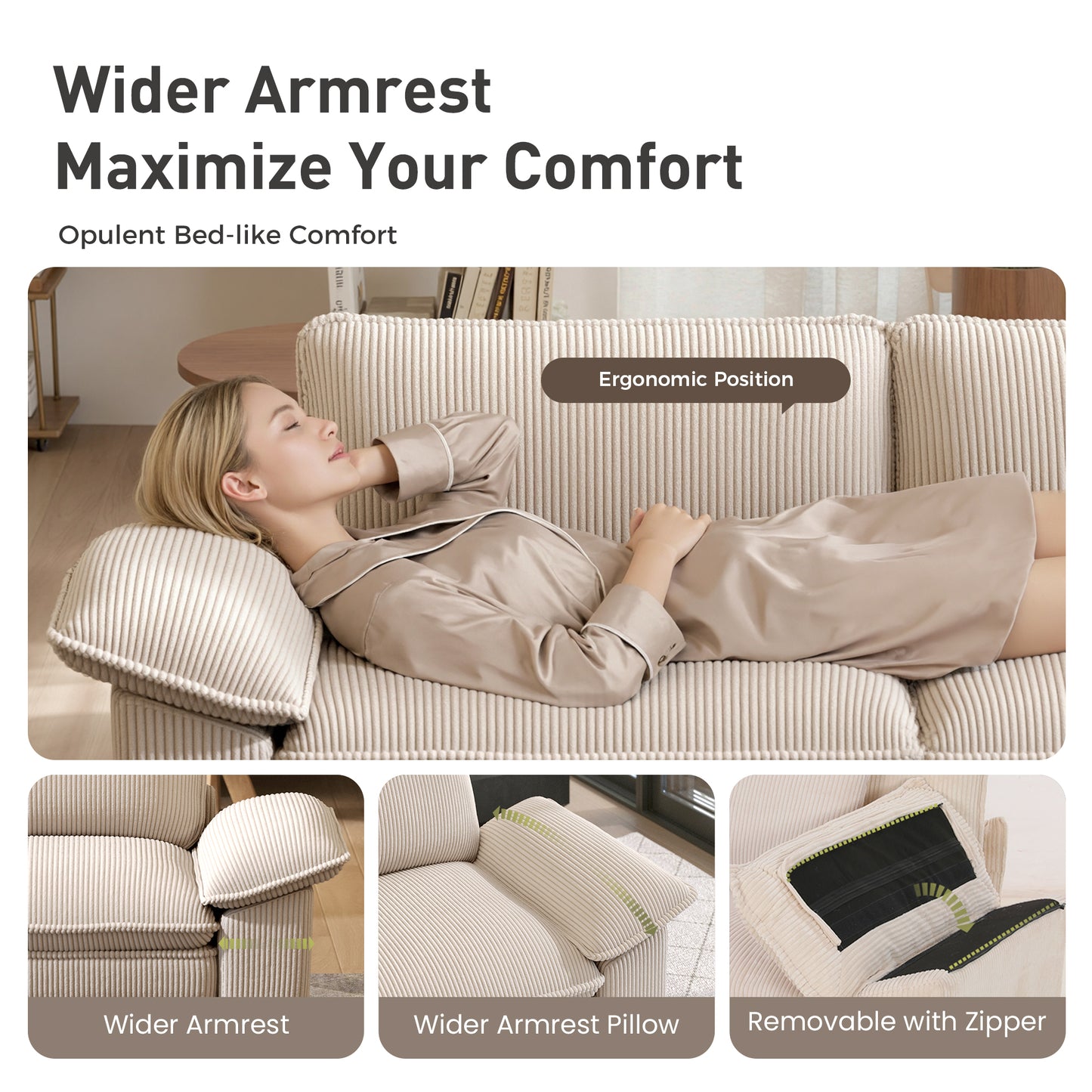 Sophia&William 157.5"L Modular Sectional Sofa Sets, Modern Chenille Couch 6-Seat Oversized Cloud Sofa with 4 Pillows & 2 Ottomans for Living Room,Beige
