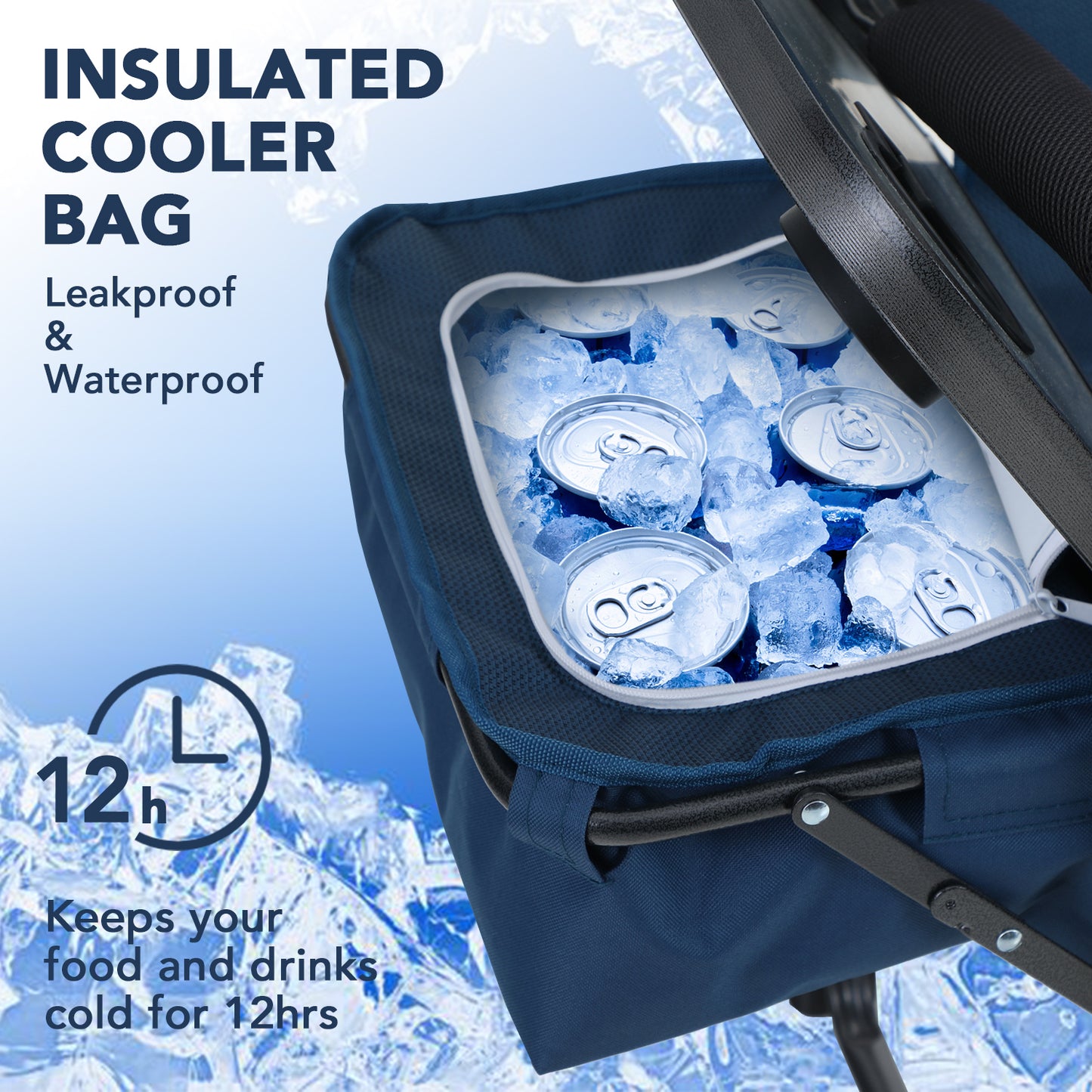 Alpha Joy Director Chair Supports 350Lbs Heavy Duty Folding Camping Chair Oversized Portable Tailgating Chair with Cup Holder & Cooler Bag